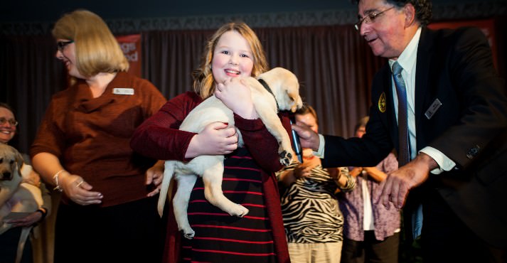 Budding Guide Dogs Meet Their New Oregon Families During the event, eight puppies born at GDB were introduced to the Portland-area local families who will care for them, and teach them basic obedience and manners, during the first year of their lives. Many of GDB’s local puppy raisers have mentored more than 10 puppies on behalf of GDB. After their time with the puppy raisers, the dogs return to one of GDB’s campuses for formal training.